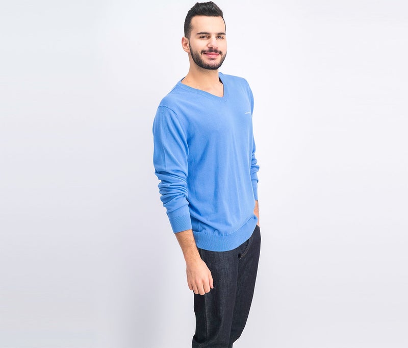 Hackett Men V-neck Sweater, Yonder Blue - Image 2